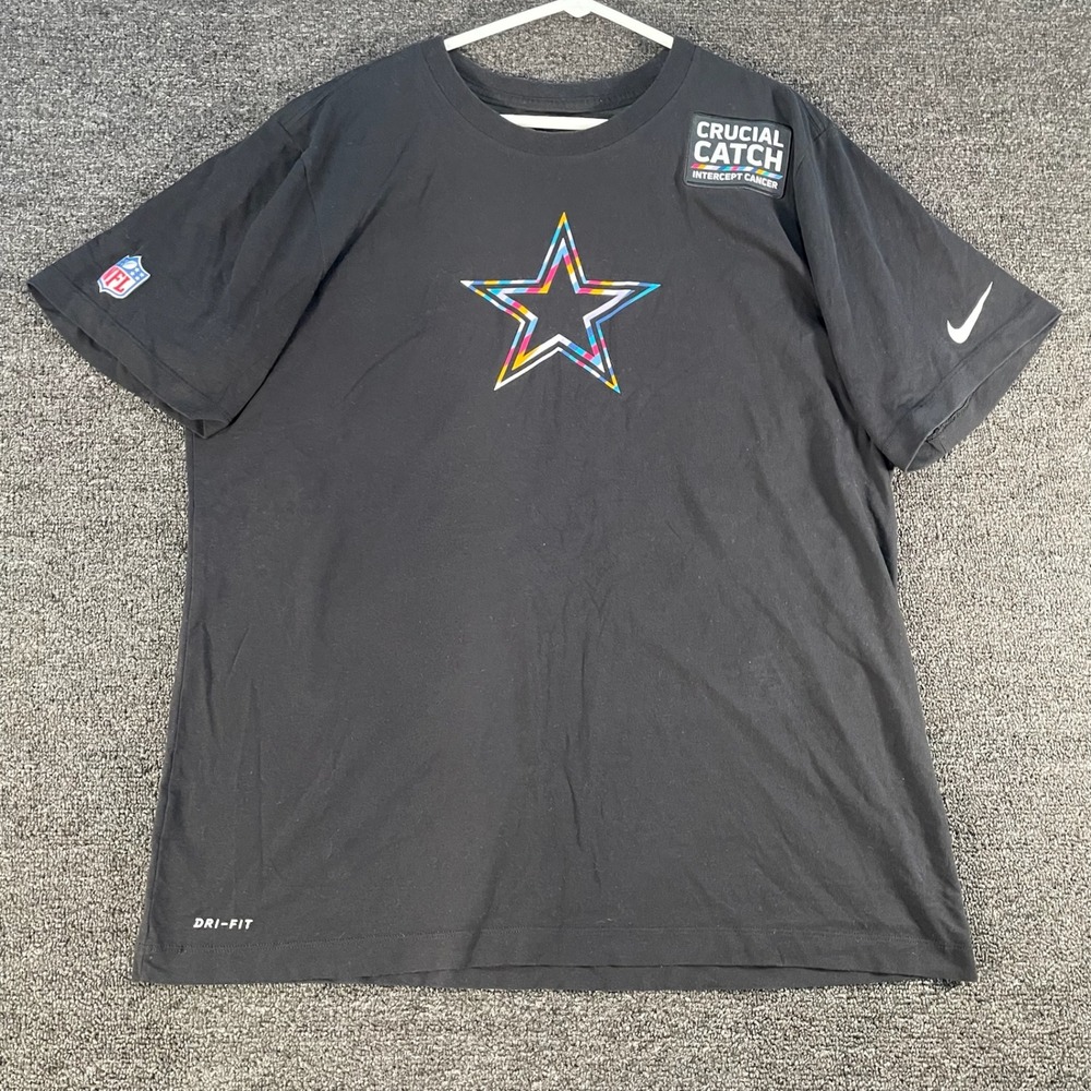 Nike T-Shirt Mens XL Black Good Dallas Cowboys Crucial Catch Dri-FIT Star